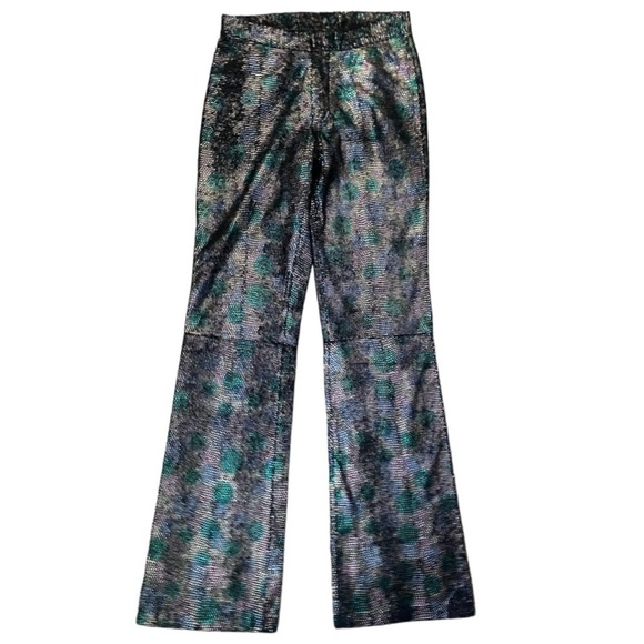 VINTAGE Maxima Wilson's Leather Disco Retro Snake Skin Flare Leather Pants Sz 6 - Picture 6 of 12